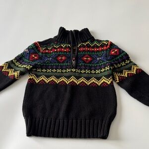 Polo by Ralph Lauren Kids Black Sweater with Multicolor Pattern